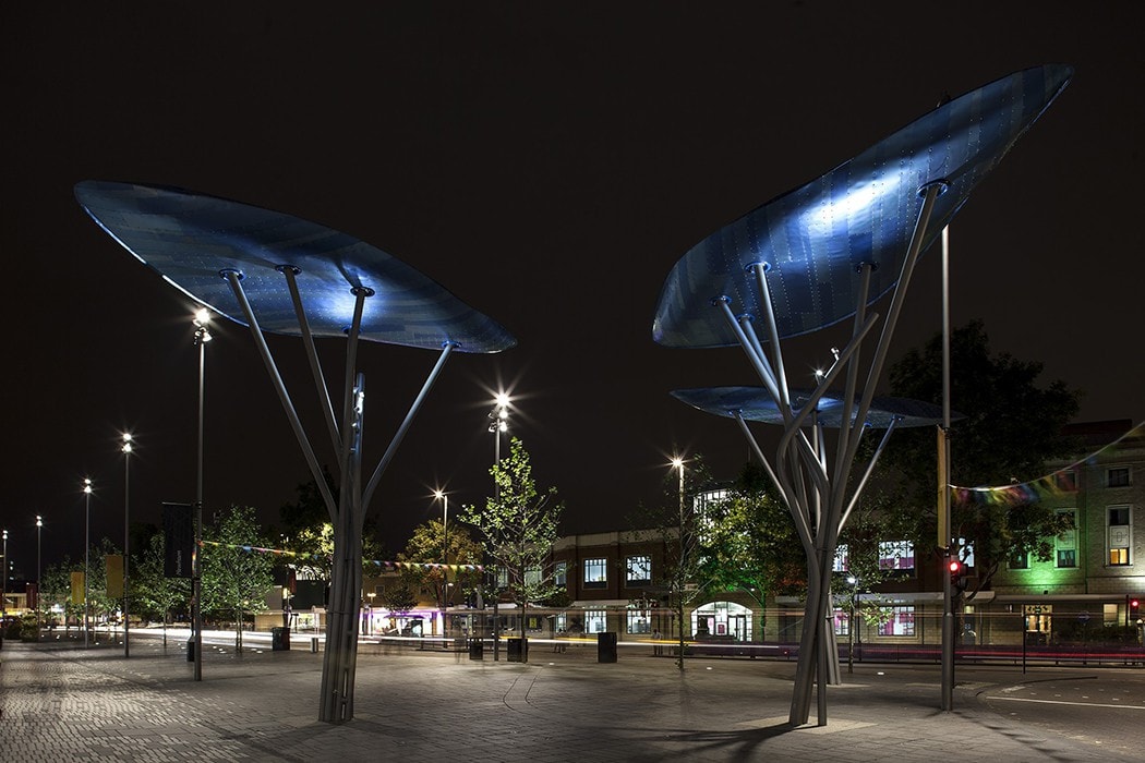 public realm lighting with sculptures