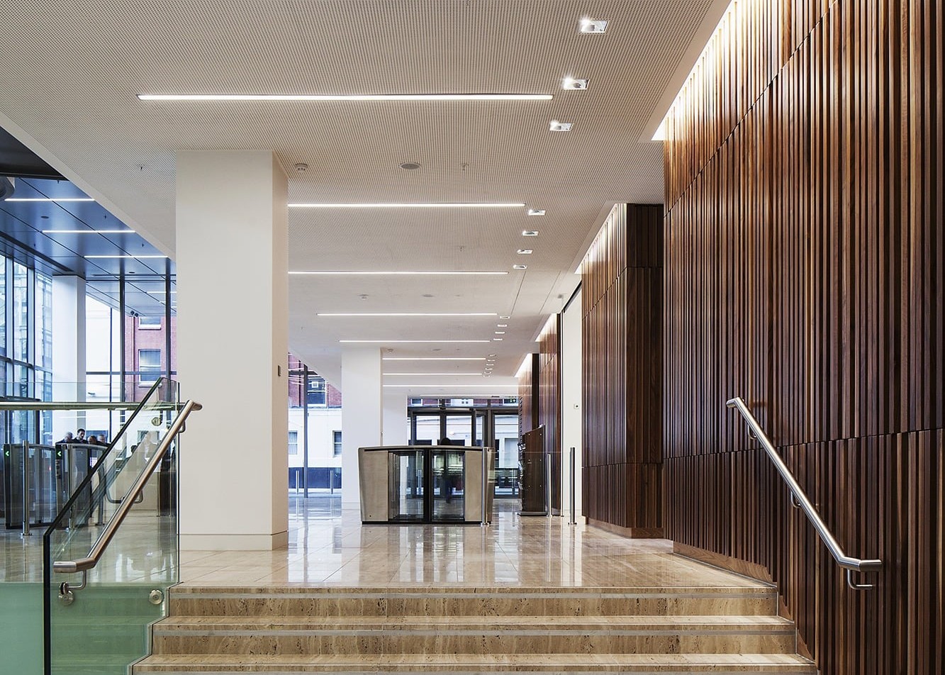 retail lighting design: One Spinningfields stairway