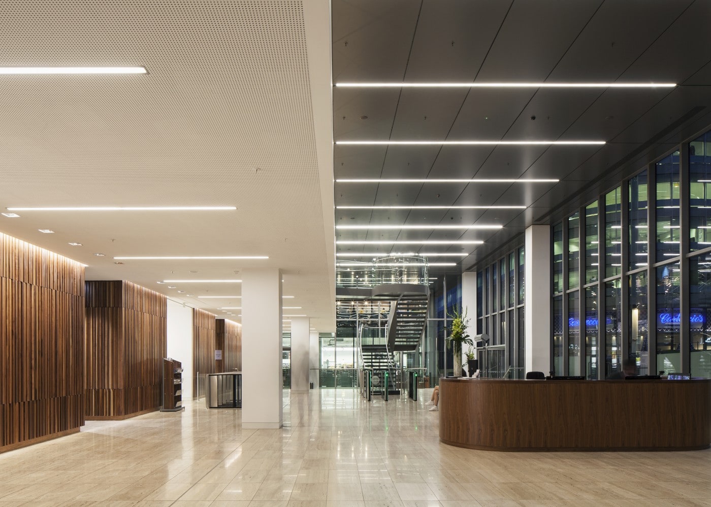 retail lighting design: One Spinningfields interior