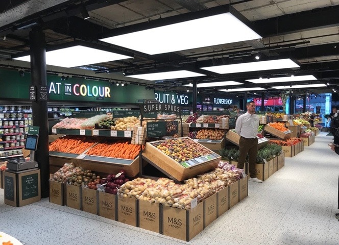 Track lighting used in Marks & Spencer store