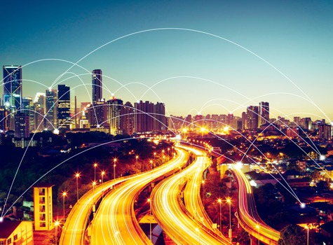 View of city showing lighting connectivity X